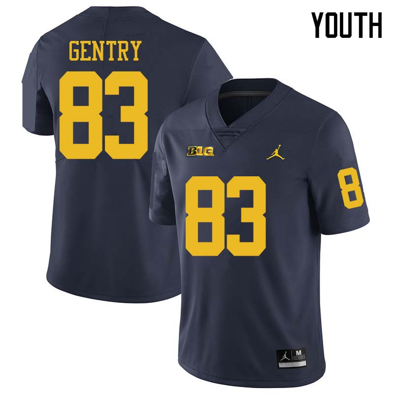 Jordan Brand Youth #83 Zach Gentry Michigan Wolverines College Football Jerseys Sale-Navy